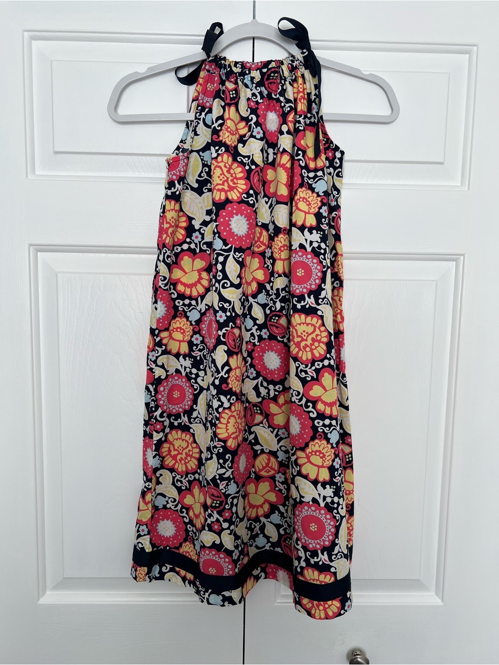 Hanna Andersson Black Dress with Red and Yellow Floral Print